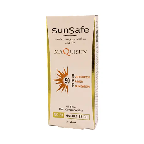 ضدآفتاب کرم پودری مکیسان NC20 سان سیف SPF50 بژ طلایی 40 گرم