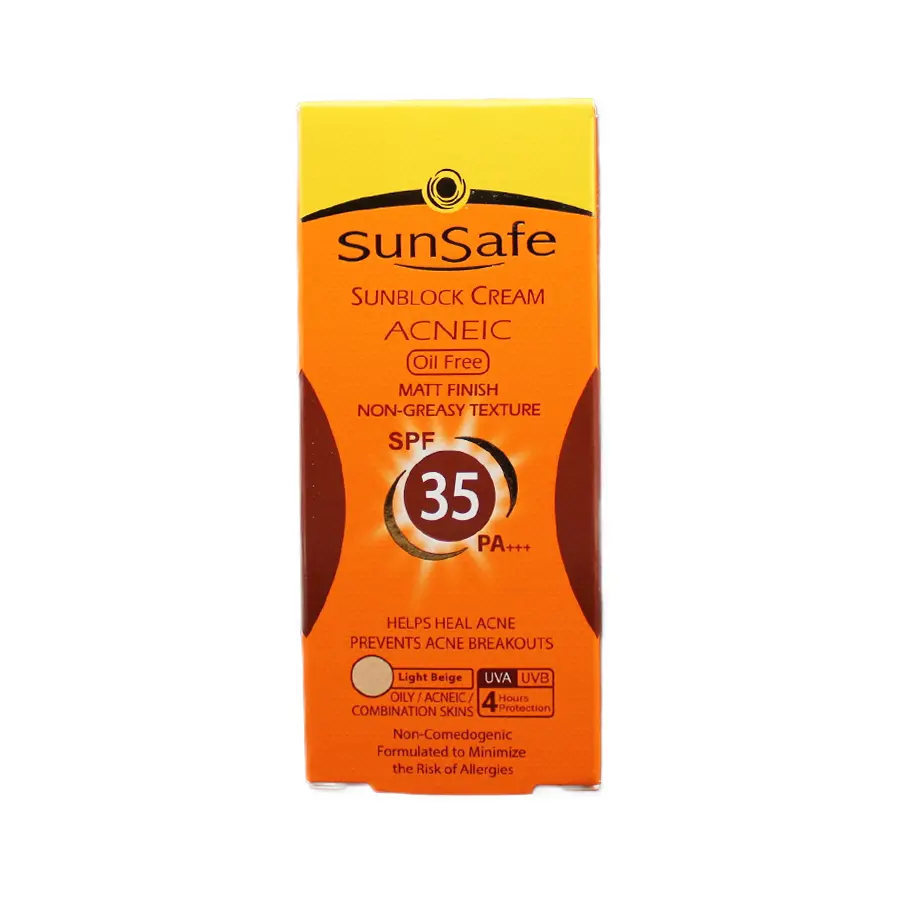 کرم ضدآفتاب سان سیف SPF35 فاقد چربی بژ روشن 50 گرم 3