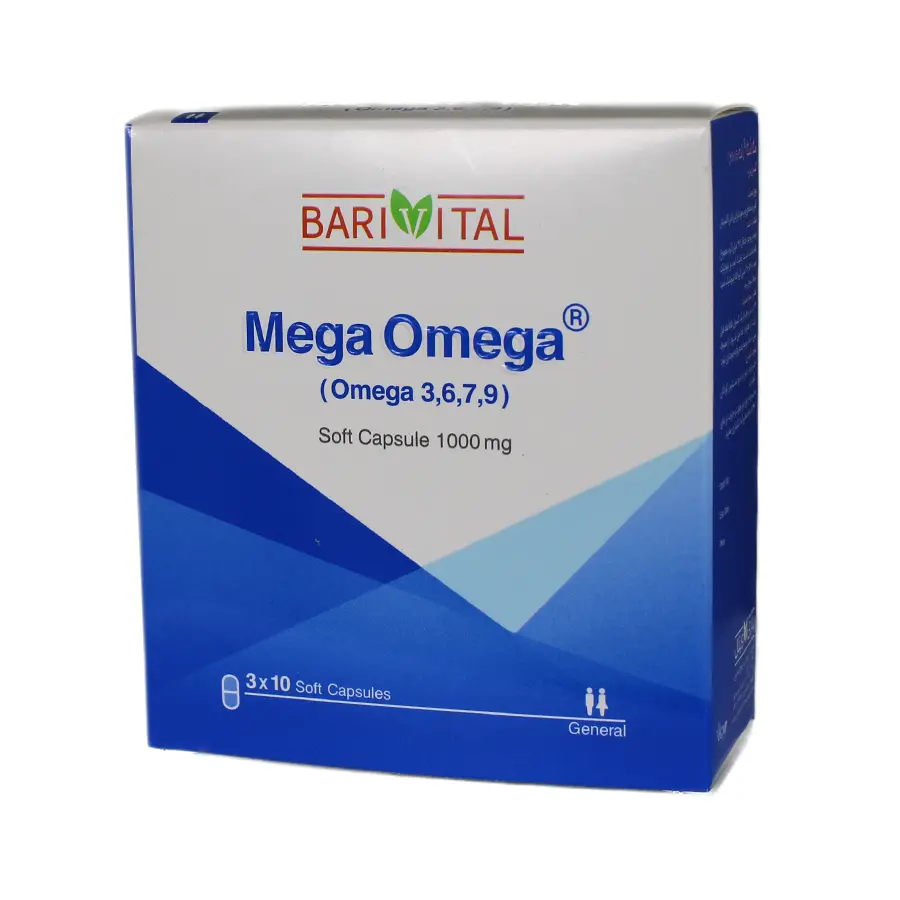 سافت ژل مگا امگا 1000 میلی گرم 9 7 6 3 باریویتال 30 عدد