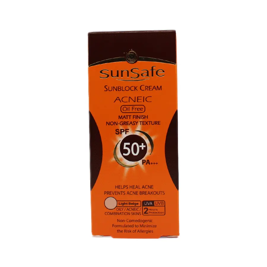 کرم ضدآفتاب سان سیف SPF50 فاقد چربی بژ روشن 50 گرم 3