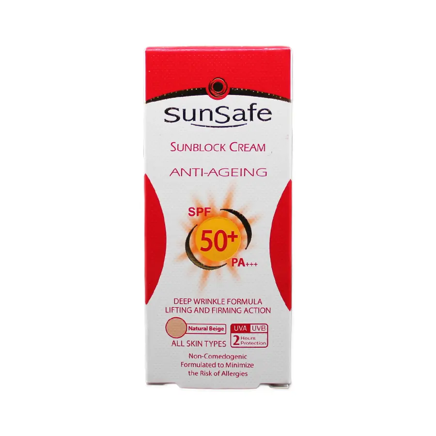 کرم ضدآفتاب ضدچروک سان سیف SPF50 بژ طبیعی 50 گرم 3